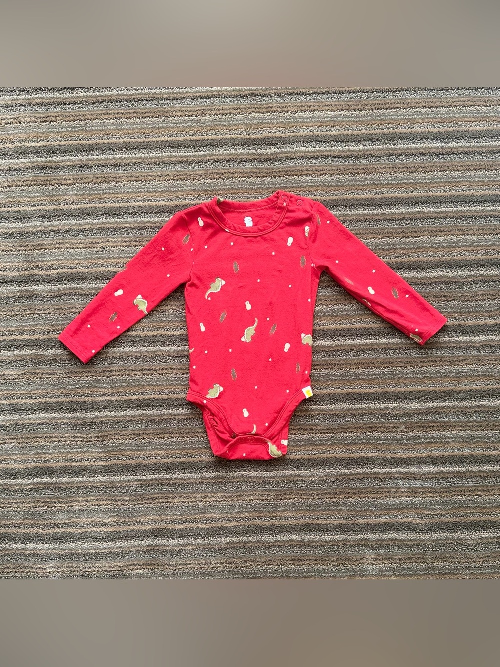 Rise Little Earthling Red Long-Sleeve Baby Bodysuit- Organic Cotton